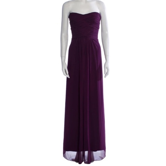 Monique Lhuillier Strapless Chiffon Gown Purple 12 - Picture 15 of 15